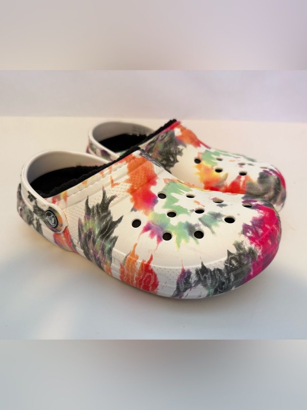 Crocs Multicolor Paint Splatter Lined Slip On Clogs Men's Sz 5 NWOT